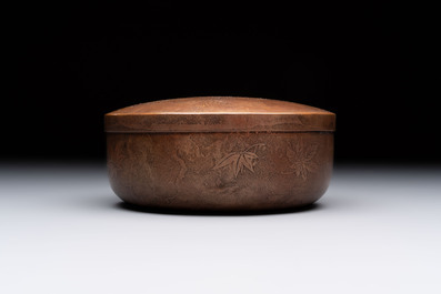 Nine various Japanese netsuke, an inro, a tsuba, a yatate, a bamboo kiseruzutsu and a covered bronze box, Edo/Meiji, 19th C.