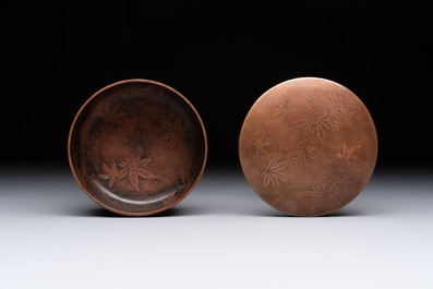 Nine various Japanese netsuke, an inro, a tsuba, a yatate, a bamboo kiseruzutsu and a covered bronze box, Edo/Meiji, 19th C.