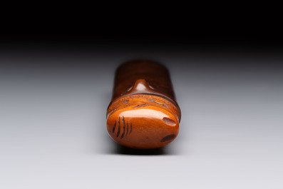 Nine various Japanese netsuke, an inro, a tsuba, a yatate, a bamboo kiseruzutsu and a covered bronze box, Edo/Meiji, 19th C.