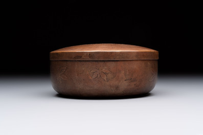 Nine various Japanese netsuke, an inro, a tsuba, a yatate, a bamboo kiseruzutsu and a covered bronze box, Edo/Meiji, 19th C.