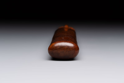 Nine various Japanese netsuke, an inro, a tsuba, a yatate, a bamboo kiseruzutsu and a covered bronze box, Edo/Meiji, 19th C.