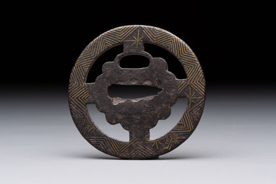 Nine various Japanese netsuke, an inro, a tsuba, a yatate, a bamboo kiseruzutsu and a covered bronze box, Edo/Meiji, 19th C.