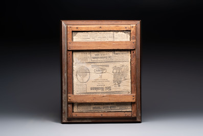 A manganese Dutch Delft 'Marcus Curtius' tile mural, probably Aalmis, Rotterdam, 18th C.