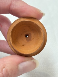 A small Chinese Yixing stoneware covered teapot and two Swatow Yixing-style covered teapots, Yixing Hui Mengchen 宜興惠孟臣製 and Shunji 順記 marks, 19/20th C.