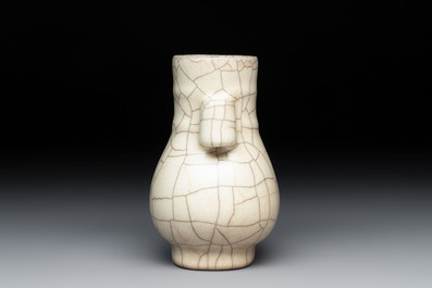 A Chinese Longquan celadon jar and a small Ge-type 'Hu' vase, Song and later