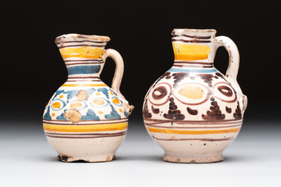 Six polychrome Spanish pottery wares, Talavera, 18th C.