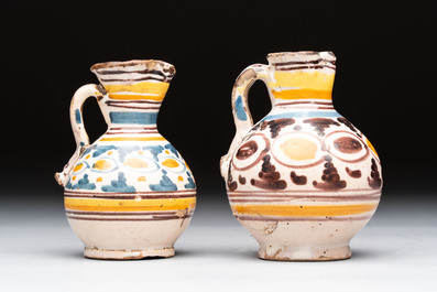 Six polychrome Spanish pottery wares, Talavera, 18th C.