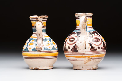 Six polychrome Spanish pottery wares, Talavera, 18th C.