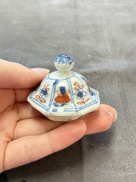 Three Chinese Imari-style teapots and two blue and white jugs, Kangxi