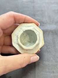 Three Chinese Imari-style teapots and two blue and white jugs, Kangxi