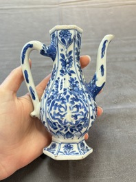Three Chinese Imari-style teapots and two blue and white jugs, Kangxi