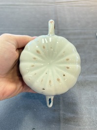 Three Chinese Imari-style teapots and two blue and white jugs, Kangxi