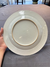 Five Chinese blue and white 'birds and flowers' and 'peony scroll' plates and dishes, 18/19th C.