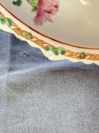 A large and fine Chinese Canton famille rose 'birds among flowering branches' Bencharong tazza for the Thai market, 19th C.