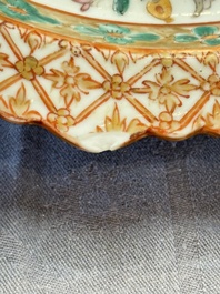 A large and fine Chinese Canton famille rose 'birds among flowering branches' Bencharong tazza for the Thai market, 19th C.