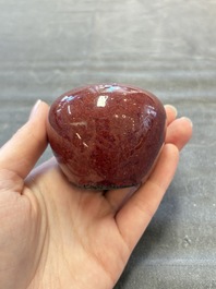 A Chinese verte biscuit 'Yi Lu Lian Ke 一路連科' jar and a flamb&eacute; water pot, 18/19th C.