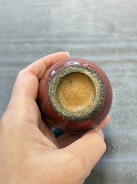 A Chinese verte biscuit 'Yi Lu Lian Ke 一路連科' jar and a flamb&eacute; water pot, 18/19th C.