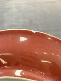 A Chinese copper-red glazed plate, incised Xuande mark, Republic