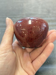 A Chinese verte biscuit 'Yi Lu Lian Ke 一路連科' jar and a flamb&eacute; water pot, 18/19th C.