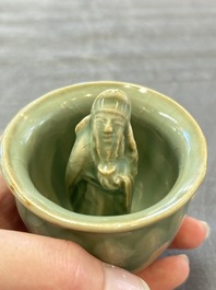A Chinese Longquan celadon 'Trick Cup', Ming or later