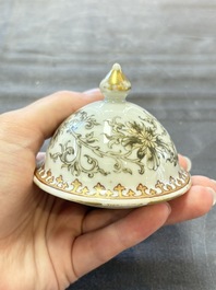 A large Chinese grisaille and gilt-decorated 'The Seamstress' chocolate pot, Qianlong