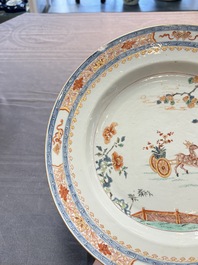 A pair of Chinese famille verte 'deer' dishes, Yongzheng