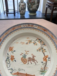 A pair of Chinese famille verte 'deer' dishes, Yongzheng