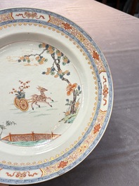 A pair of Chinese famille verte 'deer' dishes, Yongzheng
