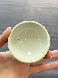 Four Chinese famille rose and verte wares, Zhang Yi Tai Hui 張義泰繪 mark, 19th C.