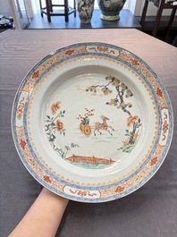 A pair of Chinese famille verte 'deer' dishes, Yongzheng