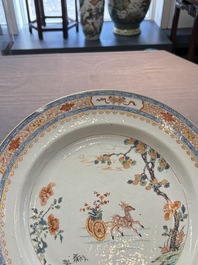 A pair of Chinese famille verte 'deer' dishes, Yongzheng