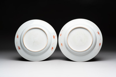 A pair of Chinese famille verte 'deer' dishes, Yongzheng
