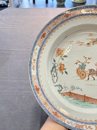 A pair of Chinese famille verte 'deer' dishes, Yongzheng