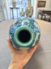 A large Chinese Fahua 'Ba Xian Zhu Shou 八仙祝壽' double gourd vase, 19th C.