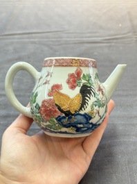 Two Chinese famille rose 'rooster' teapots, Yongzheng/Qianlong