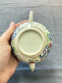 Two Chinese famille rose 'rooster' teapots, Yongzheng/Qianlong