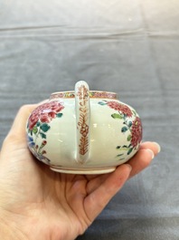 Two Chinese famille rose 'rooster' teapots, Yongzheng/Qianlong