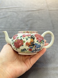 Two Chinese famille rose 'rooster' teapots, Yongzheng/Qianlong