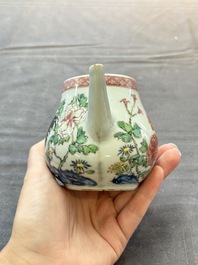 Two Chinese famille rose 'rooster' teapots, Yongzheng/Qianlong