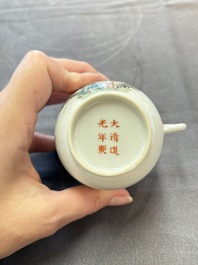 A fine Chinese famille rose cup and saucer with floral design, Daoguang mark, Republic