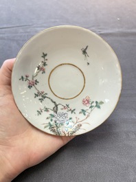 A fine Chinese famille rose cup and saucer with floral design, Daoguang mark, Republic