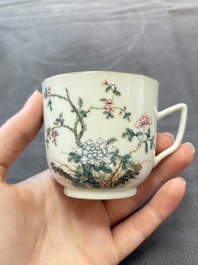 A fine Chinese famille rose cup and saucer with floral design, Daoguang mark, Republic