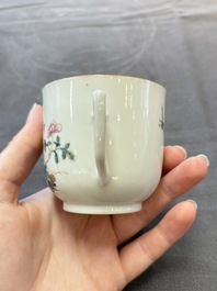 A fine Chinese famille rose cup and saucer with floral design, Daoguang mark, Republic