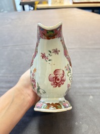 A pair of Chinese famille rose sauceboats and stands with floral design, Qianlong