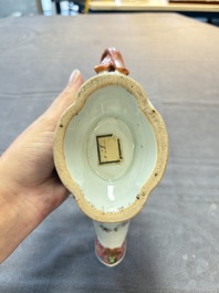 A pair of Chinese famille rose sauceboats and stands with floral design, Qianlong