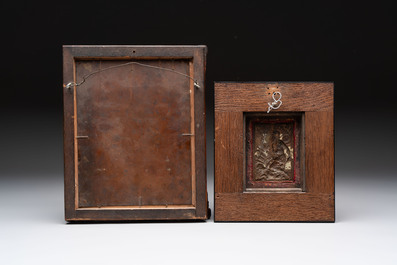 European school: 'Pieta', oil on copper, and a polychromed bronze relief of St. Marc, 16/17th C.