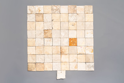 65 blue and white Dutch Delft 'landscape' tiles, 19th C.