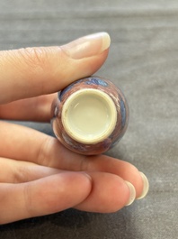 Three Chinese snuff bottles and a miniature vase, Kangxi and Qianlong marks, Kangxi and later