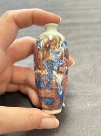 Three Chinese snuff bottles and a miniature vase, Kangxi and Qianlong marks, Kangxi and later