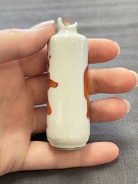 Three Chinese snuff bottles and a miniature vase, Kangxi and Qianlong marks, Kangxi and later